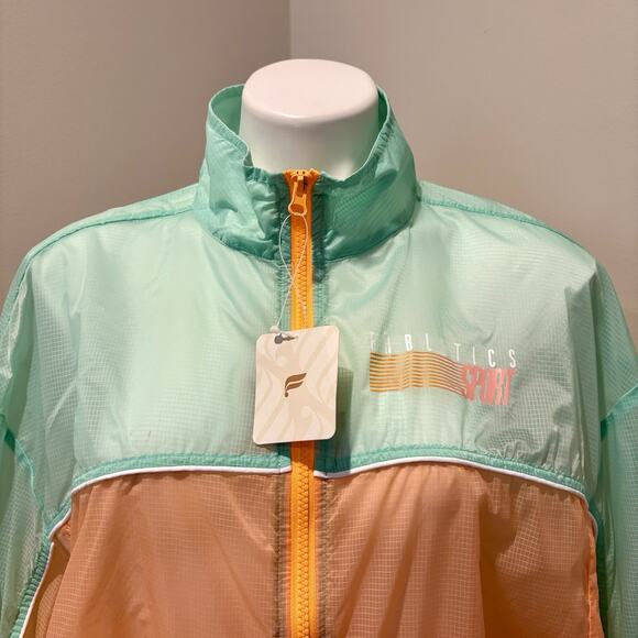 Fabletics Sport Payton Woven Jacket Large Peach Kiss Ombre Full Zip Pockets - Picture 8 of 13